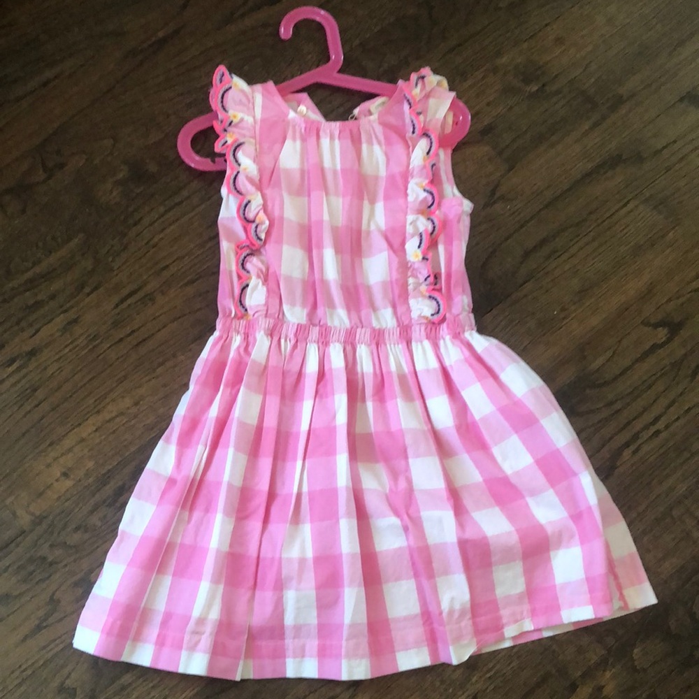 Crewcuts Girls Pink and White Checkered Dress; Size 8